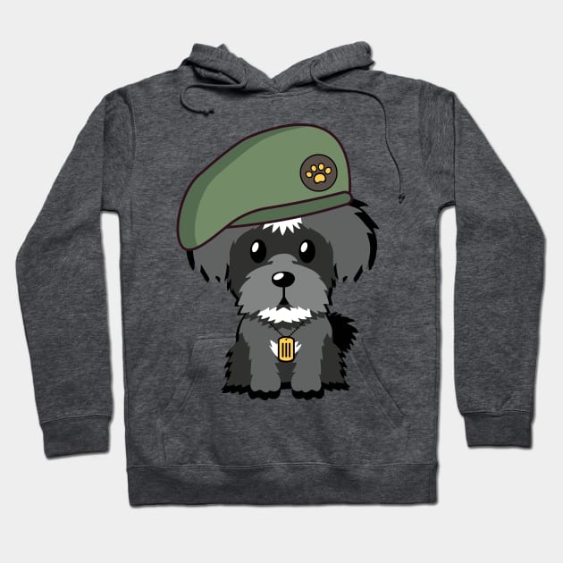 Green Beret Schnauzer Hoodie by Pet Station